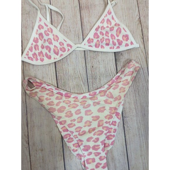 BAMBA SWIMWEAR Women's Pink Cheetah Bikini Two Piece Size Medium READ - Picture 3 of 8